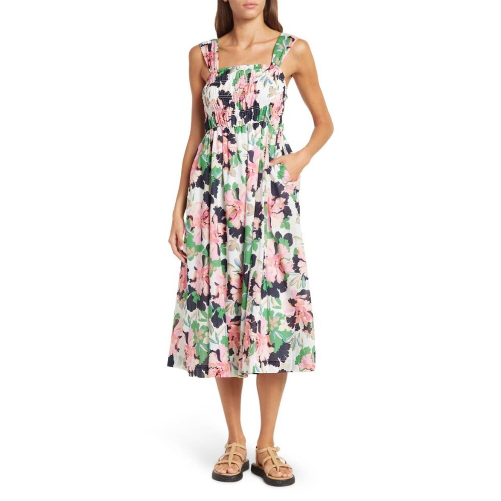NWT Tommy Hilfiger Womens Size 4 Isla Floral Print Midi Dress with Pockets NEW
